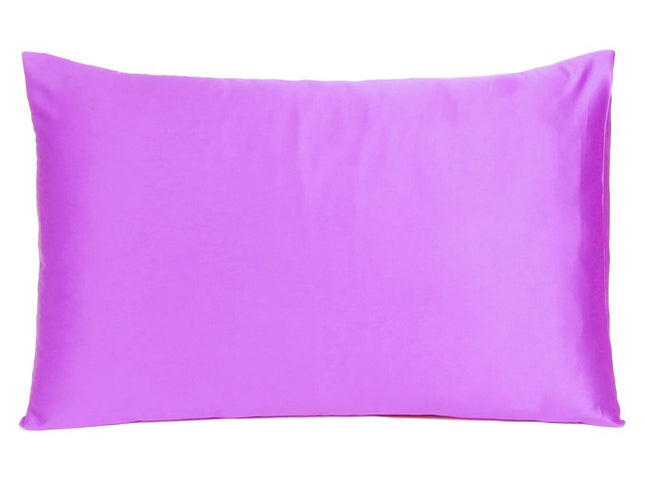 Violet Dreamy Set Of 2 Silky Satin Queen Pillowcases