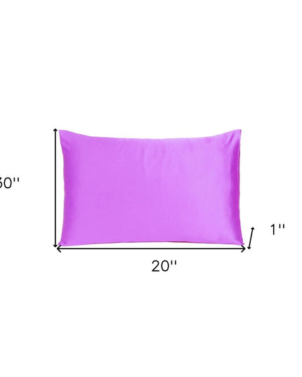 Violet Dreamy Set Of 2 Silky Satin Queen Pillowcases