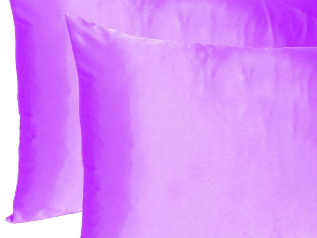 Violet Dreamy Set Of 2 Silky Satin Queen Pillowcases