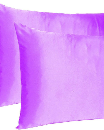 Violet Dreamy Set Of 2 Silky Satin Queen Pillowcases