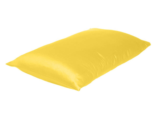 Lemon Dreamy Set Of 2 Silky Satin Queen Pillowcases