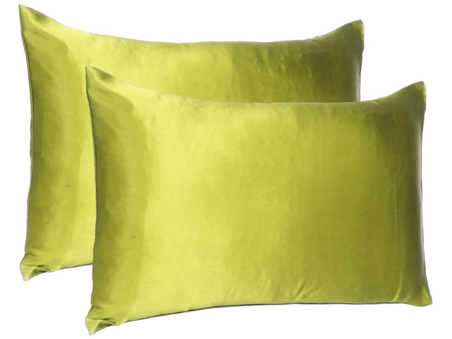Set of Two Lemongrass Dreamy Silk Satin Queen Pillowcases