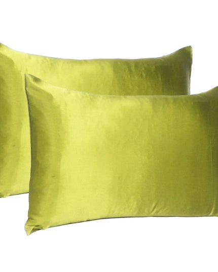 Set of Two Lemongrass Dreamy Silk Satin Queen Pillowcases