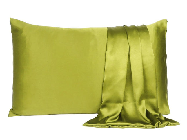 Set of Two Lemongrass Dreamy Silk Satin Queen Pillowcases