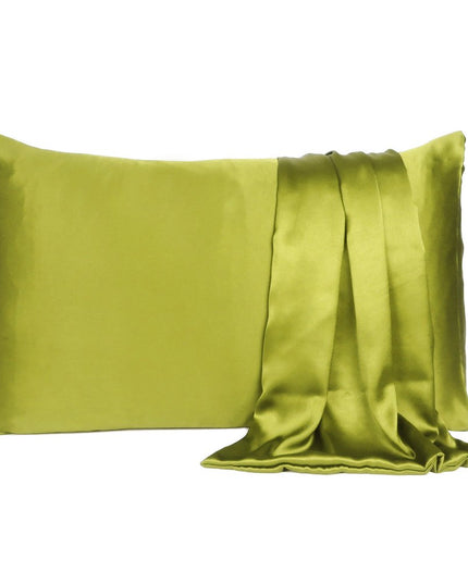 Set of Two Lemongrass Dreamy Silk Satin Queen Pillowcases