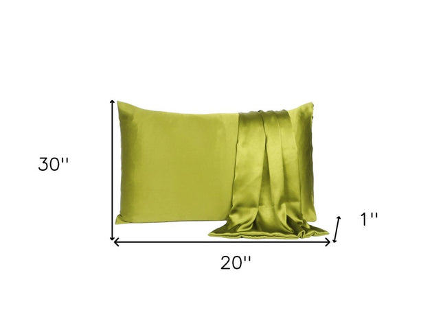 Set of Two Lemongrass Dreamy Silk Satin Queen Pillowcases