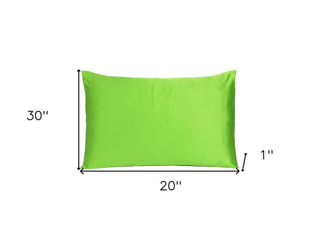 Bright Green Dreamy Set Of 2 Silky Satin Queen Pillowcases
