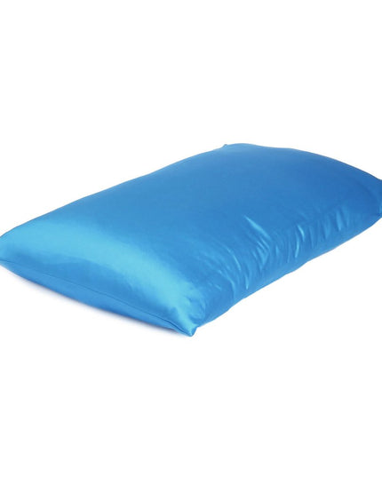 Bright Blue Dreamy Set Of 2 Silky Satin Queen Pillowcases