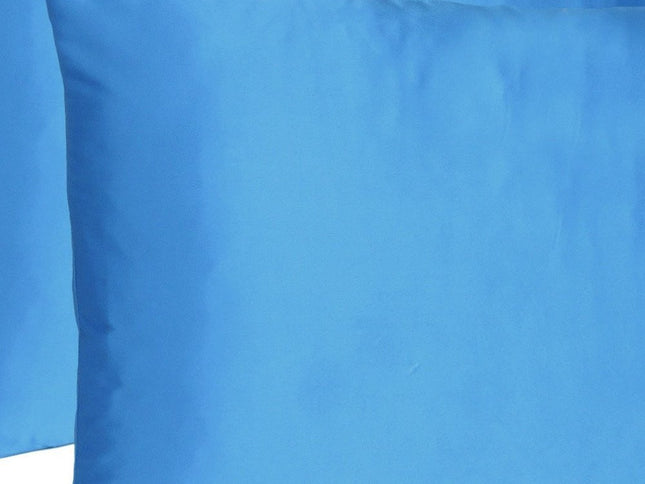 Bright Blue Dreamy Set Of 2 Silky Satin Queen Pillowcases
