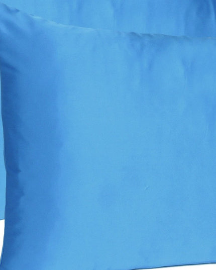 Bright Blue Dreamy Set Of 2 Silky Satin Queen Pillowcases