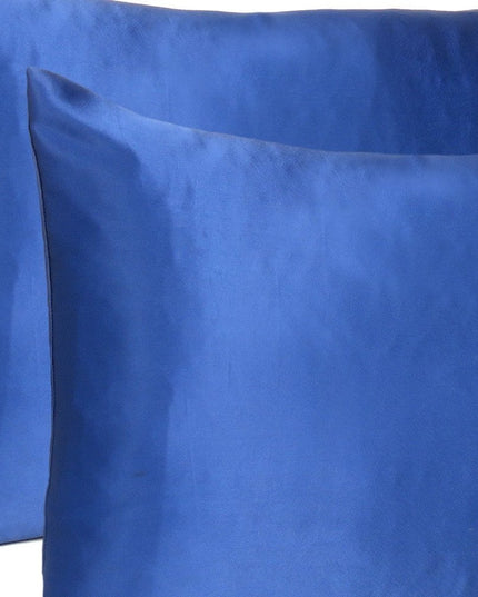 Navy Blue Dreamy Set Of 2 Silky Satin Queen Pillowcases