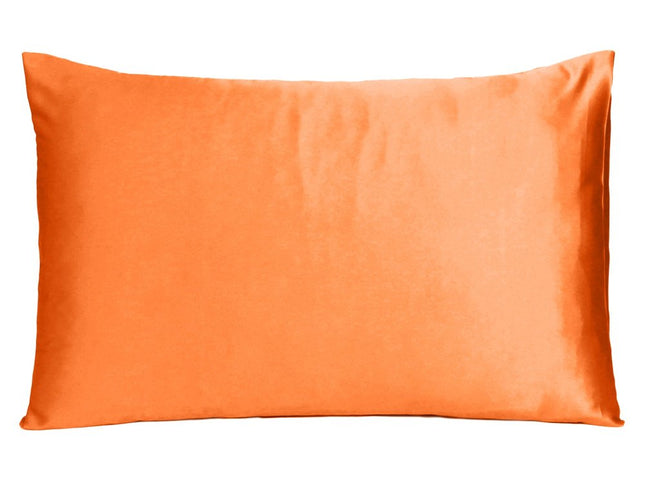 Orange Dreamy Set Of 2 Silky Satin Queen Pillowcases