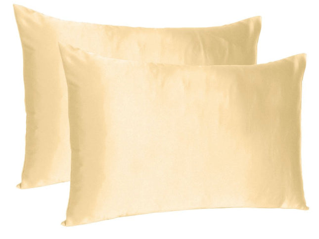 Pale Peach Dreamy Set Of 2 Silky Satin Queen Pillowcases