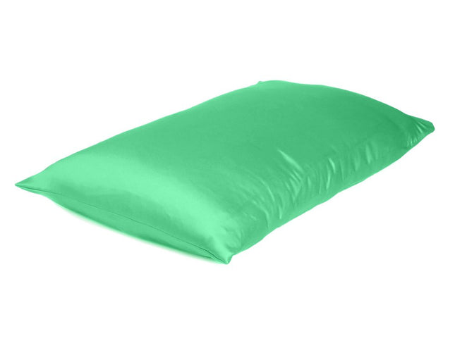 Green Dreamy Set Of 2 Silky Satin Queen Pillowcases