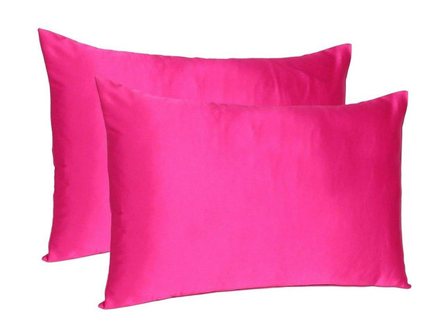 Two Piece Fuchsia Satin And Satin Pillowcases Envelope