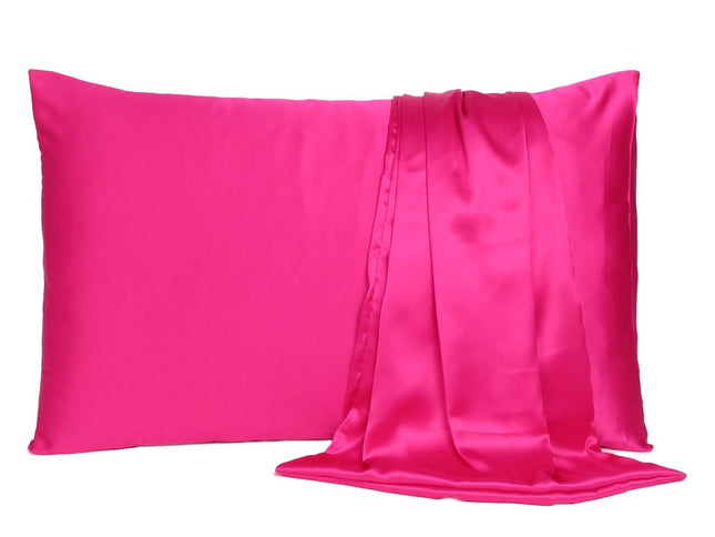 Two Piece Fuchsia Satin And Satin Pillowcases Envelope