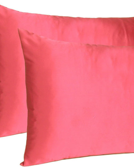 Poppy Red Dreamy Set Of 2 Silky Satin Queen Pillowcases