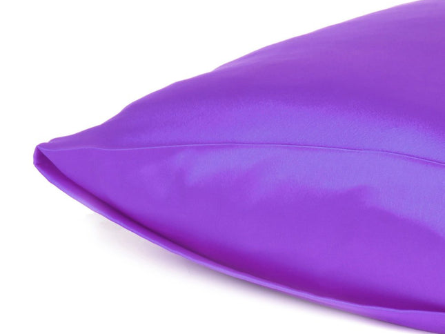 Set of Two Bright Purple Dreamy Silky Satin Queen Pillowcases