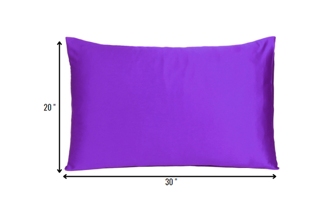 Set of Two Bright Purple Dreamy Silky Satin Queen Pillowcases