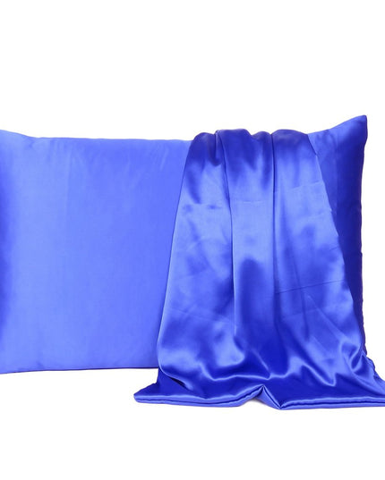 Royal Blue Dreamy Set Of 2 Silky Satin Queen Pillowcases
