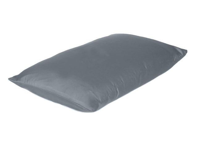 Dark Gray Dreamy Set Of Two Silky Satin Queen Pillowcases