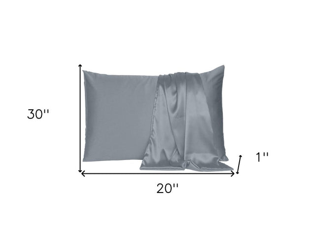 Dark Gray Dreamy Set Of Two Silky Satin Queen Pillowcases