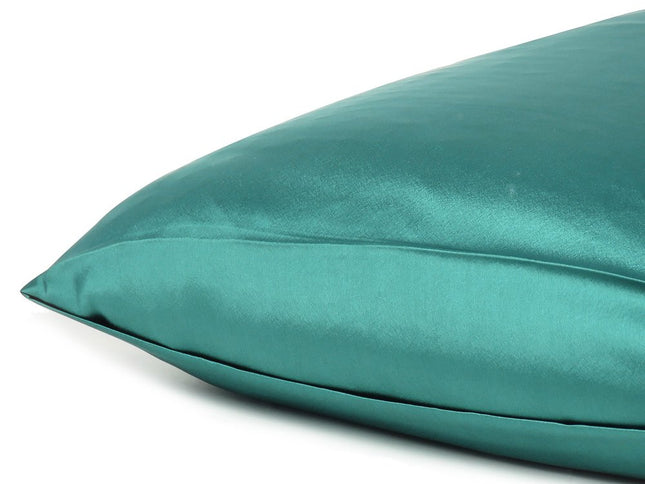 Teal Dreamy Set Of 2 Silky Satin Queen Pillowcases