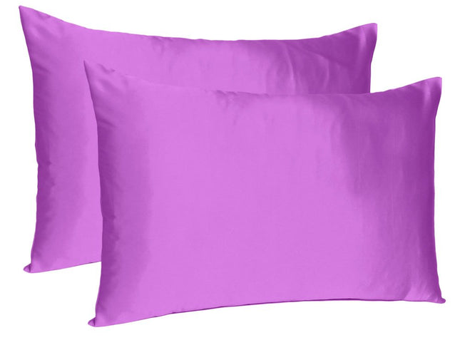 Purple Merlot Dreamy Set Of 2 Silky Satin Queen Pillowcases