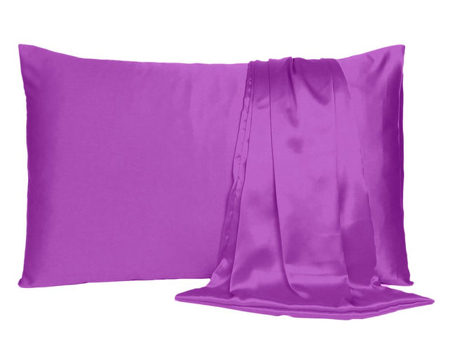 Purple Merlot Dreamy Set Of 2 Silky Satin Queen Pillowcases