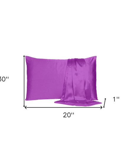 Purple Merlot Dreamy Set Of 2 Silky Satin Queen Pillowcases