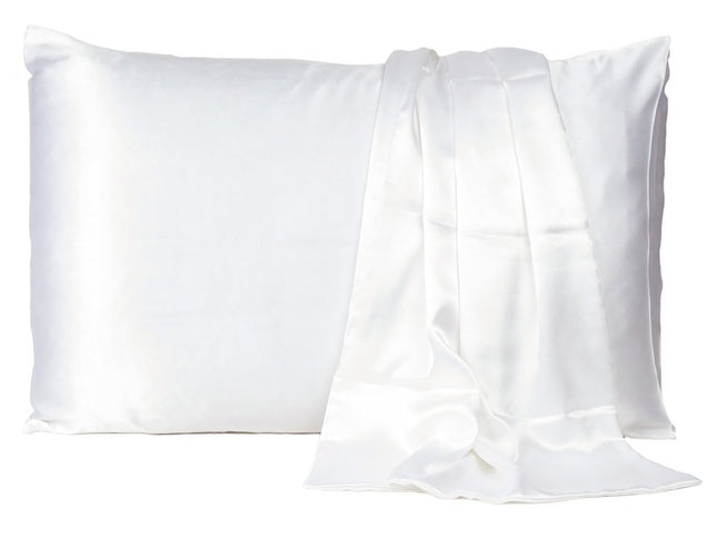 White Dreamy Set Of 2 Silky Satin Queen Pillowcases