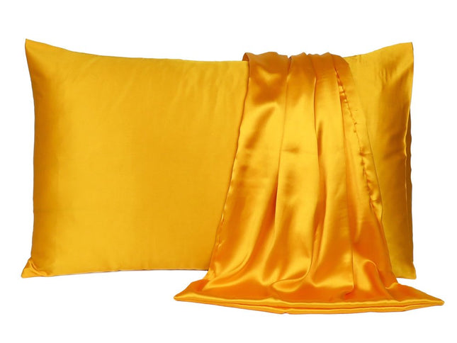 Goldenrod Dreamy Set Of 2 Silky Satin Queen Pillowcases