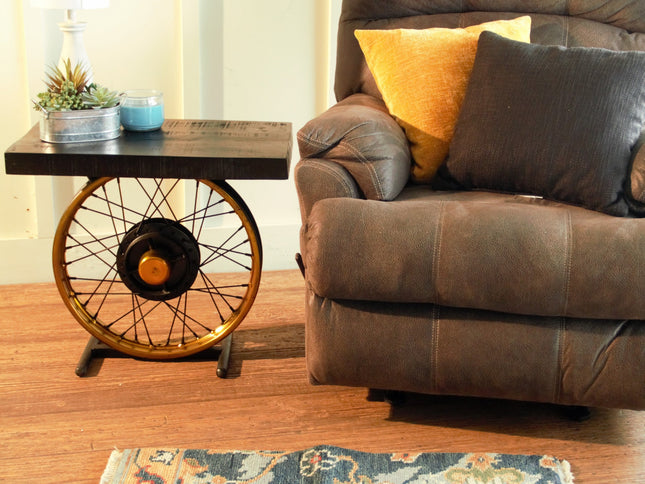 22" Black Solid Wood End Table