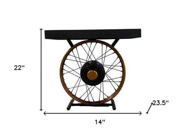22" Black Solid Wood End Table