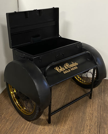 Black Old Time Delivery Box Table With Storage
