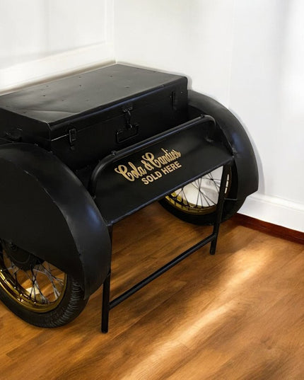 Black Old Time Delivery Box Table With Storage