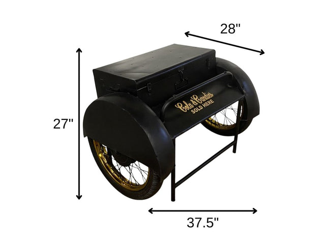 Black Old Time Delivery Box Table With Storage