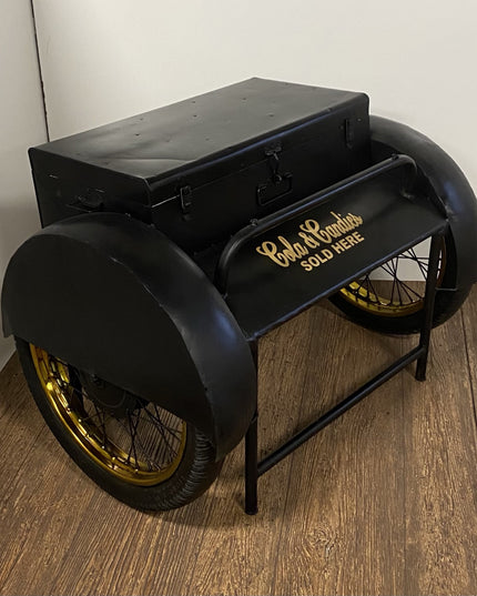 Black Old Time Delivery Box Table With Storage