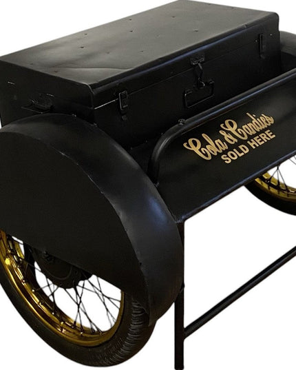 Black Old Time Delivery Box Table With Storage