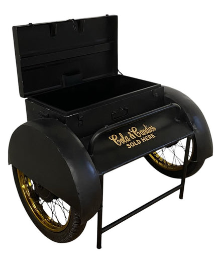 Black Old Time Delivery Box Table With Storage