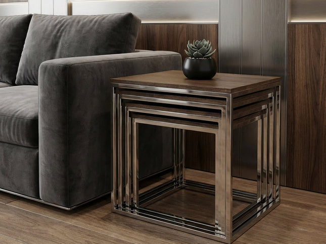 Set Of 4 Modern Rustic Nesting Accent Tables