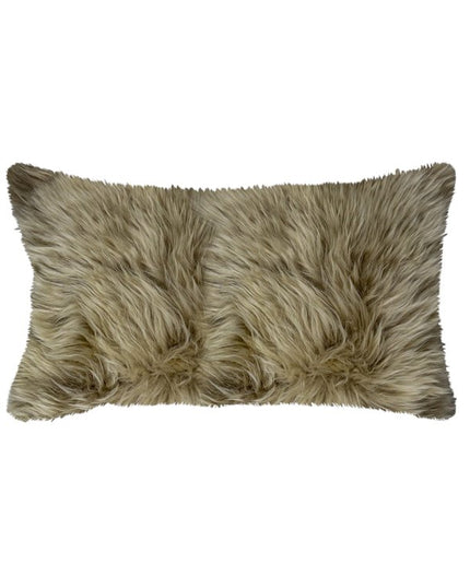Taupe Natural Sheepskin Lumbar Pillow