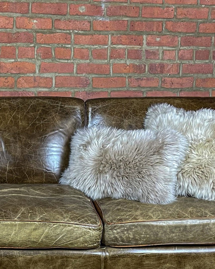 Taupe Natural Sheepskin Lumbar Pillow