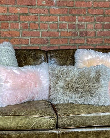 Taupe Natural Sheepskin Lumbar Pillow