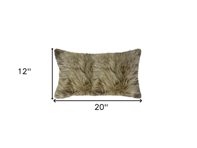 Taupe Natural Sheepskin Lumbar Pillow