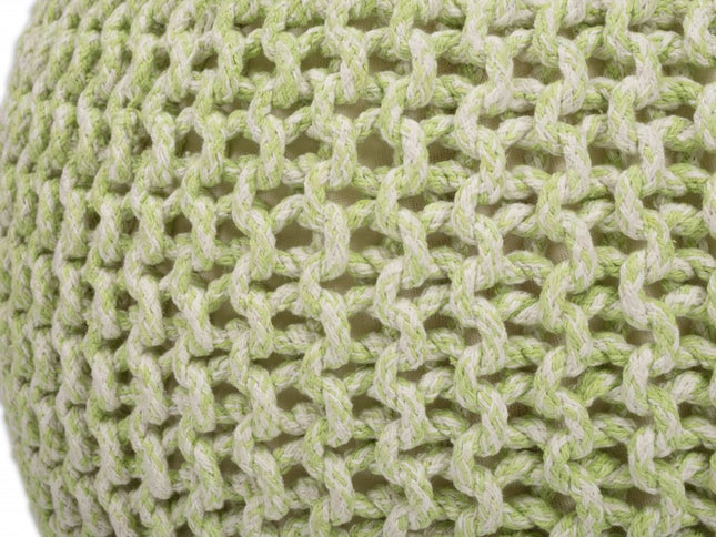 19" Green Wool Round Pouf Ottoman