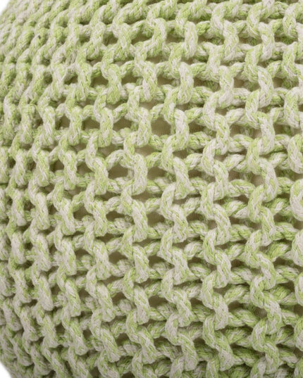 19" Green Wool Round Pouf Ottoman