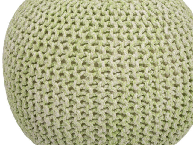 19" Green Wool Round Pouf Ottoman