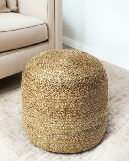 16" Jute Round Pouf Ottoman