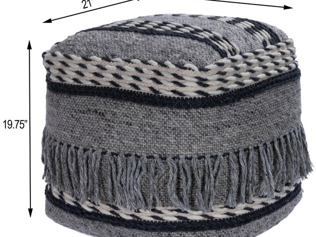 21" Gray Pouf Ottoman